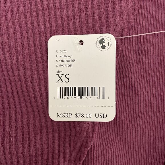 Free People Santa Clara Oversized Thermal Waffle Knit Top Mulberry XS NWT - Picture 4 of 8